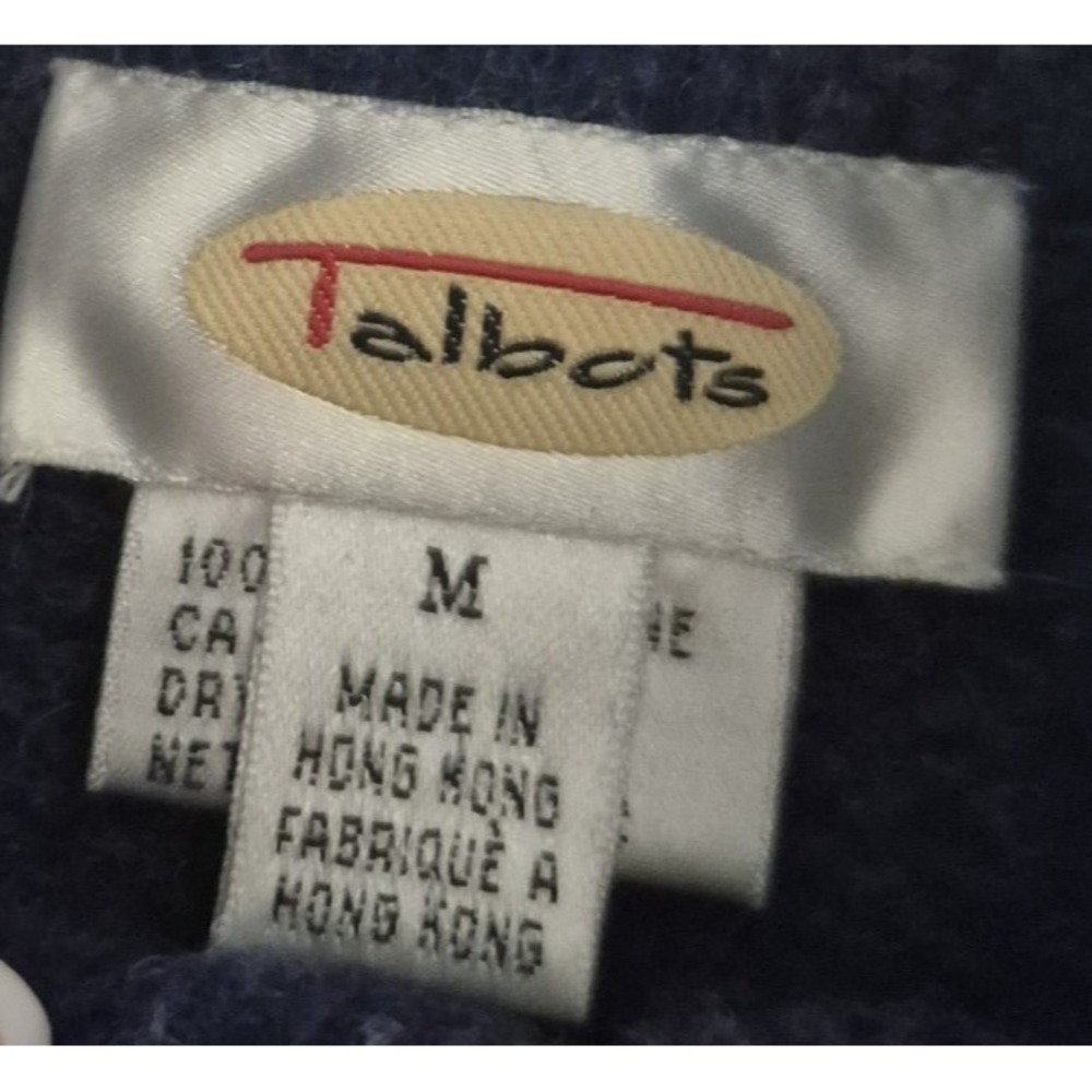 Talbots Sweater Womens M Blue Fair Isle‎ 100% Wool Cardigan Full Zip Vintage - Picture 3 of 8